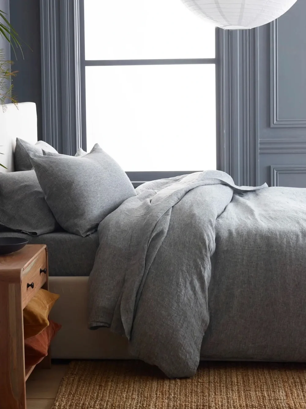 BRAND NEW Quince European Linen Chambray 3 Pc Duvet Cover Set, F/Q (Charcoal)